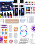 Crystal Epoxy Resin Jewelry Making Kit,Epoxy Starter Kit Casting Resin Molds Kit for Beginner Include 12 Pcs Silicone Molds,9.8Oz Resin,Resin Tools and Resin Supplies
