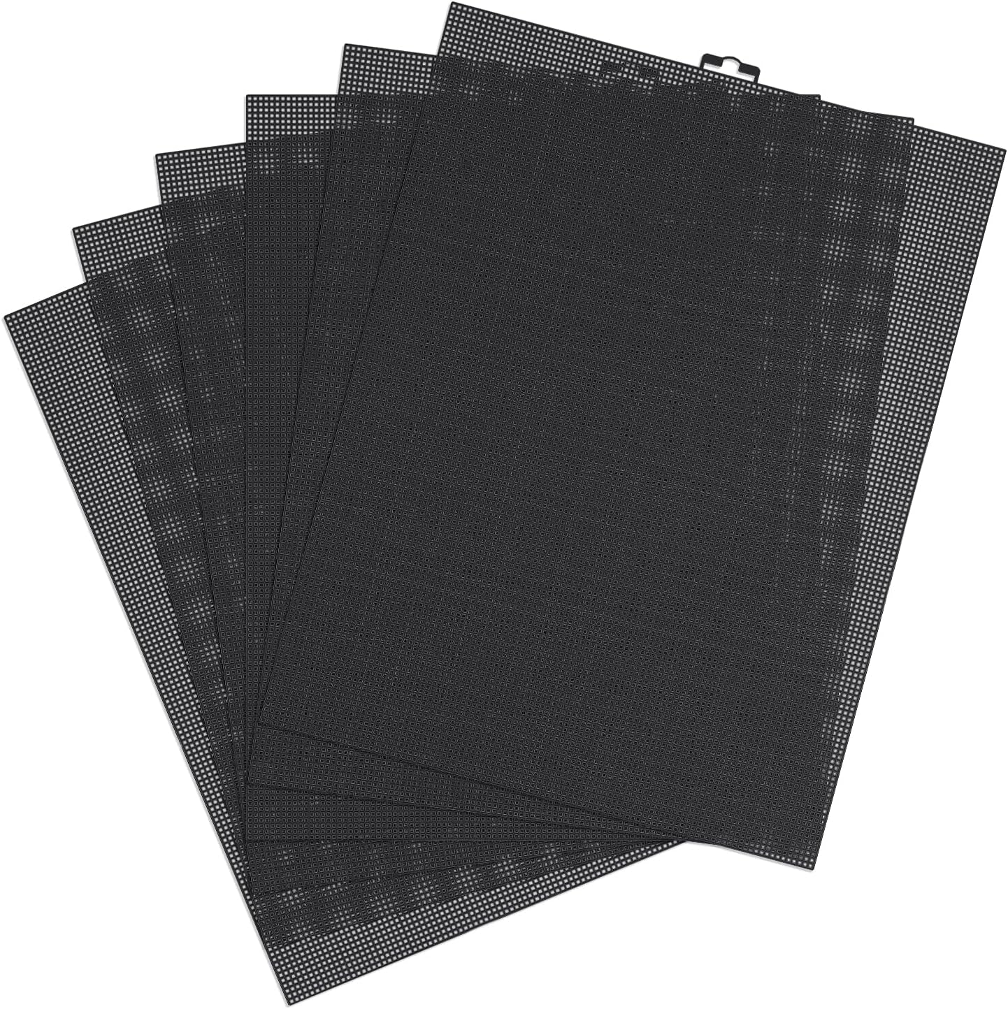 6Pcs Plastic Mesh Canvas Sheets, 10 CT Plastic Mesh Canvas Sheets for Embroidery Making, Cross Stitch Plastic Aida Mesh Screen for Crafts DIY Crochet Projects (13X10Inch, Black)