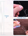 Stretchy String for Bracelets,  Elastic String Jewelry Bead Cord with 2Pcs Large Eye Beading Needles for Seed Beads, Pony Beads, Bracelets and Jewelry Making White