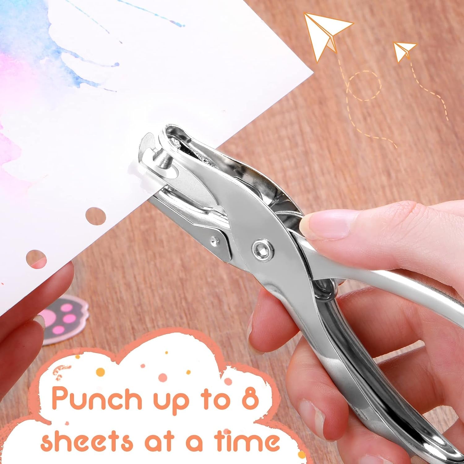 24 Pack 1 Hole Punch 1/4 Inch Single Hole Puncher Metal 5 Sheet Capacity Single Hole Punch Set Silver Paper Punches for Greeting Cards Scrapbook Notebook Puncher Craft Paper Hand Tool