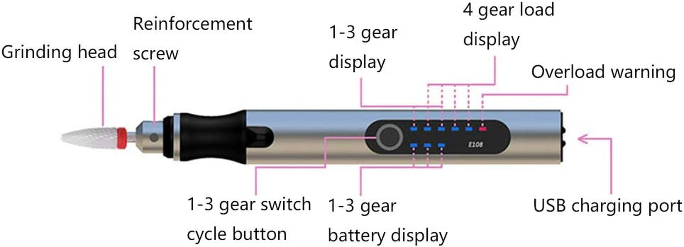 Rechargeable Cordless Electric Micro Engraver Pen Mini DIY Engraving Tool Kit for Metal Glass Ceramic Plastic Wood Jewelry with 30 Bits and 16 Stencils and 1 Scriber Pen (Silver)