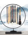 10Pcs Chinese Calligraphy Brushes Set, Painting Writing Brush, Kanji Japanese Sumi Drawing Brushes with Roll-Up Bamboo Brush Holder,Watercolor Art Brushes for Beginners