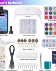 Jewelry Making Kit - 153Pcs Highly Clear Resin with Upgraded UV Lamp, Resin Accessories for Keychains, Jewelry