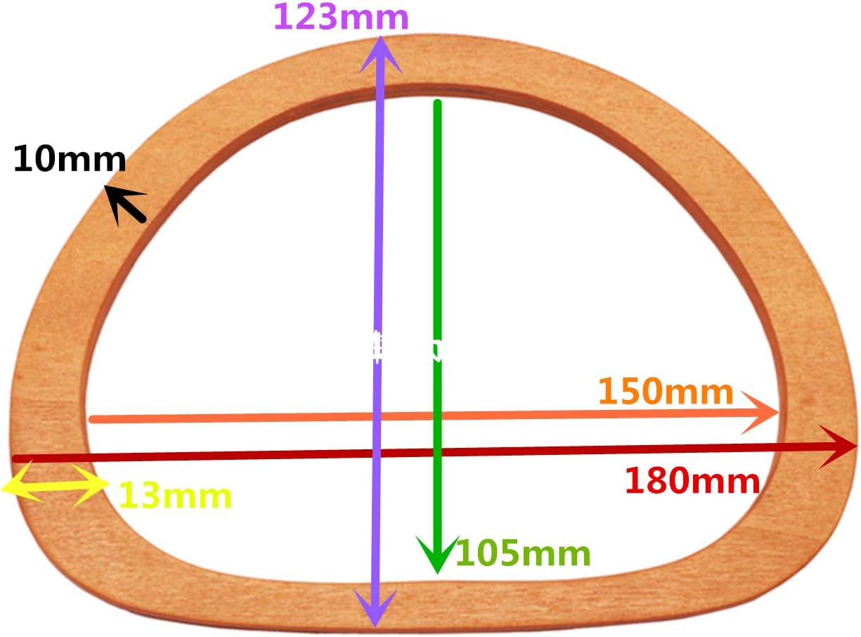 4PCS MDF Oval Shaped Handles Replacement for Handmade Bag Handbags Purse Handles (Light Brown)