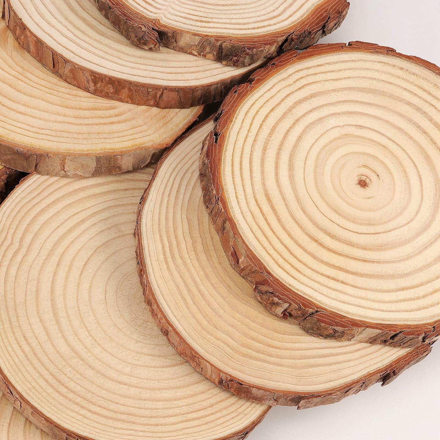 12 Pcs 6-7 Inch Wood Slices for Crafts, Unfinished Wood Rounds with Bark, round Wooden Discs Circles for Christmas Ornaments Wedding Rustic Decoration DIY Handcrafts Arts