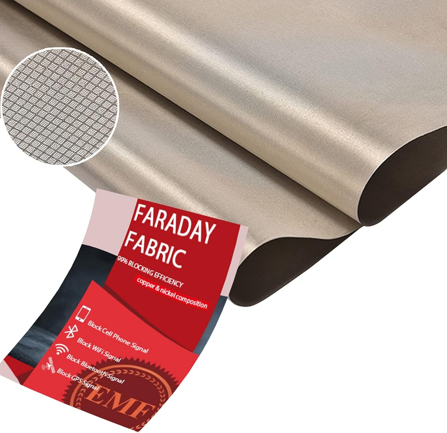Faraday Fabric-Emi RFID Shielding-Block Wifi/Rf Anti-Radiation Military Grade and Radiation Protection Nickel Copper Fabric, RFID Blocking Material 36&quot;X44&quot; Inch