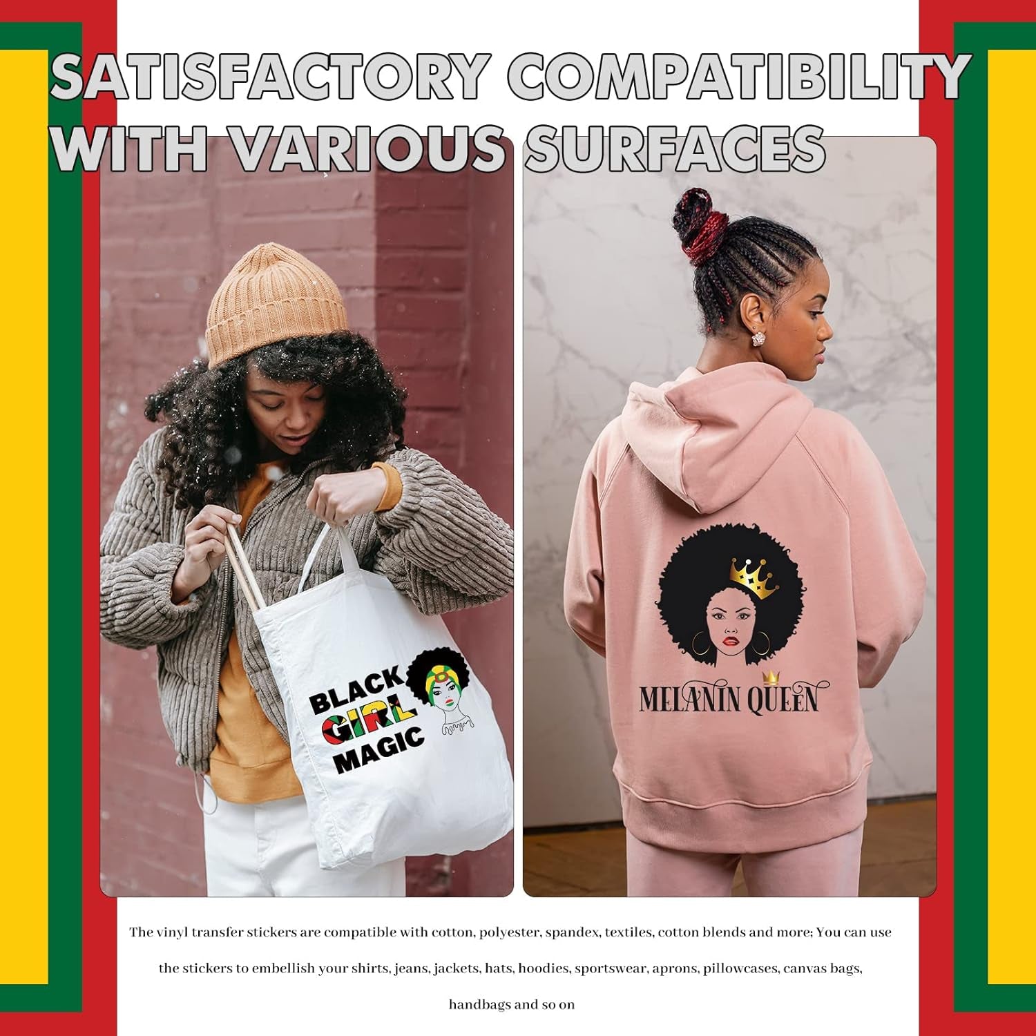 25 Sheets Juneteenth Iron on Decals HTV Heat Transfer Vinyl Sheets African Women Patches Stickers Iron on Appliques for Clothing Design T-Shirt