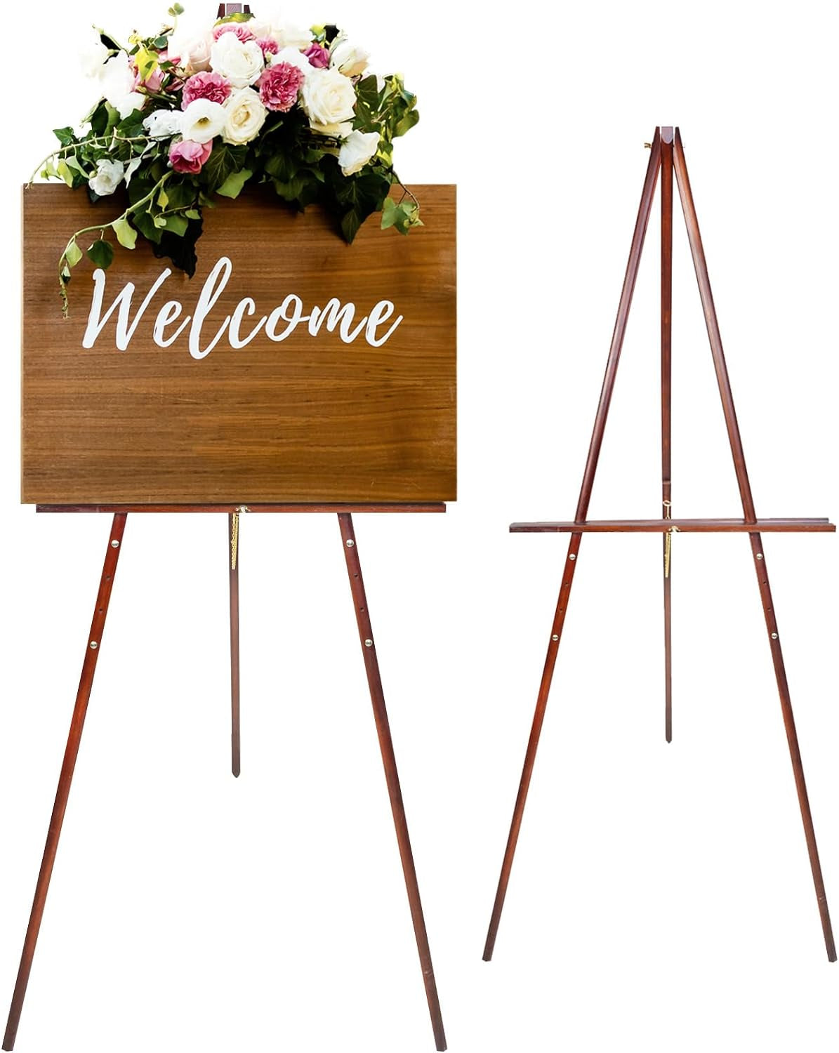 63" Wooden Tripod Artist Display Easel with Tray, A-Frame Adjustable Easel Stand for Wedding Sign, Foldable Easels for Painting Canvas, Display &amp; Posters