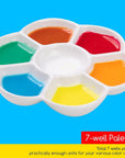 7-Well Studio Porcelain Paint Palette Tray,Set of 3 W/Color Box, Artist Mixing Colour Tray by 4-3/4 Inches for Watercolor Gouache Painting,Round,White