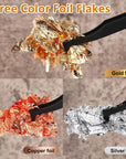 Gold Foil Flakes for Resin -15G, Jewelry Making, Imitation Gold Foil Flakes Metallic Leaf for Nails, Painting, Crafts, Slime and Resin Jewelry Making (Gold, Silver, Copper Colors)