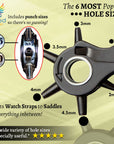 Leather Hole Punch & Belt Hole Puncher Easily Punches Perfect round Holes. Bonus Ruler & Awl Tool. Leather Punch Tool for Watch or Bag Strap, Fabric, Eyelet - Precision Crafting & Professional Results