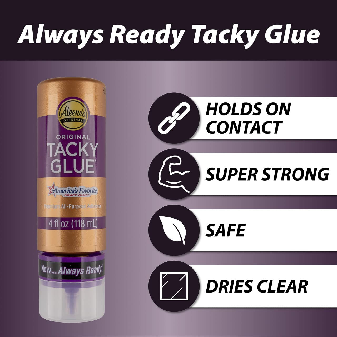 All Purpose Tacky Glue – Dries Clear– 4 OZ – Single