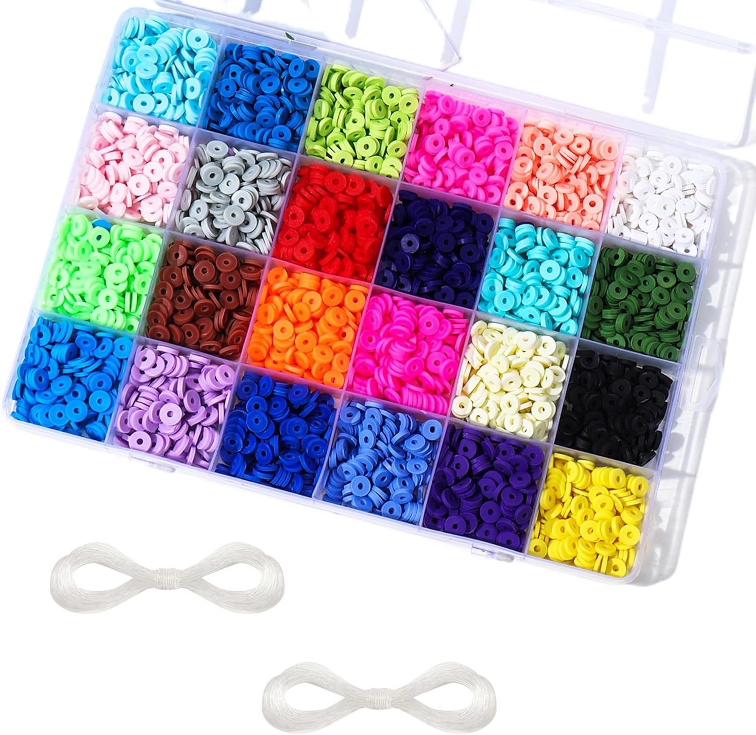 5000+Clay Beads Bracelet Making Kit, Flat round Spacer Beads Heishi for Bracelets Jewelry Making Kit Earring DIY Crafts Holiday Gift