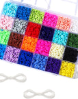 5000+Clay Beads Bracelet Making Kit, Flat round Spacer Beads Heishi for Bracelets Jewelry Making Kit Earring DIY Crafts Holiday Gift