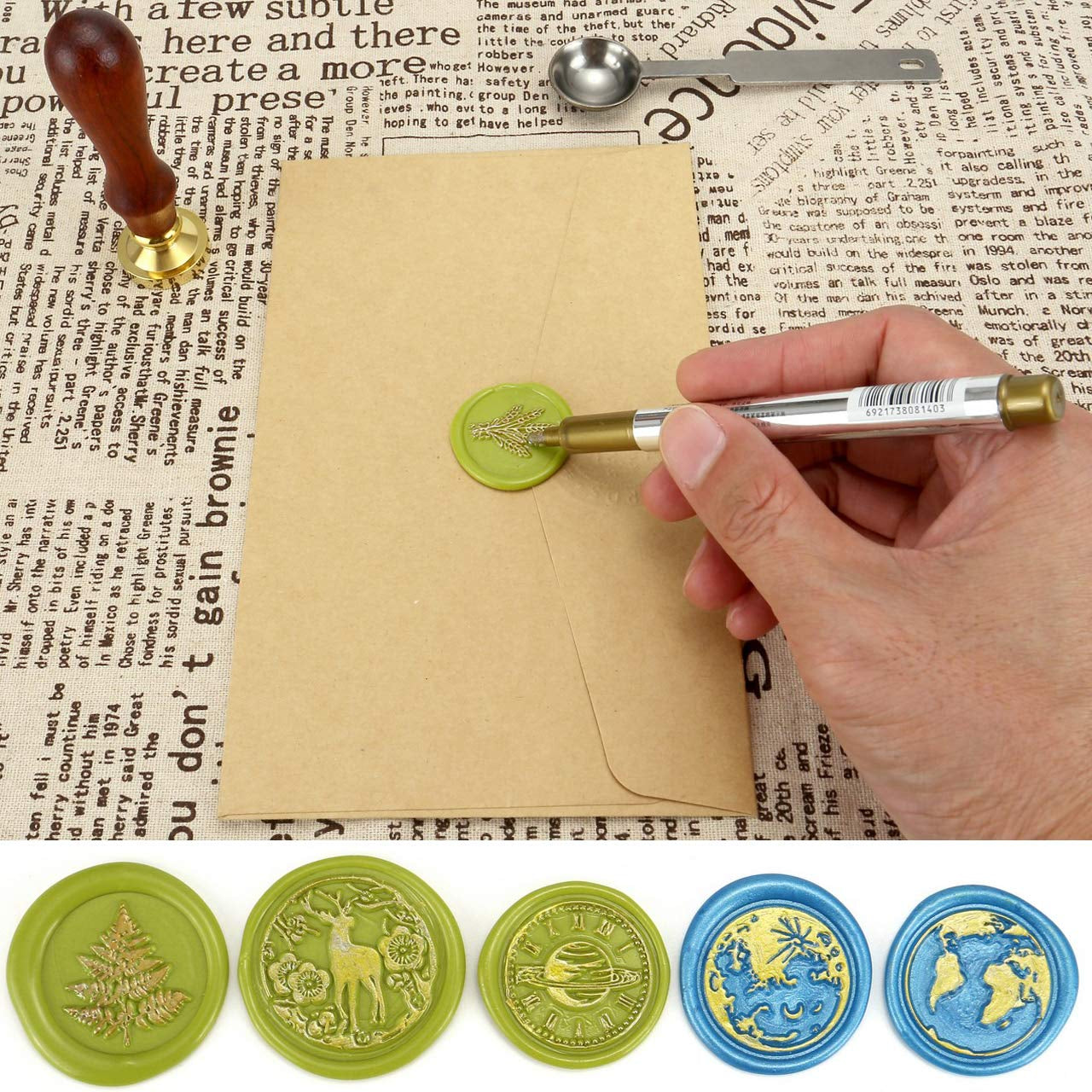 Wax Seal Pen Kit,  4 Pieces Metallic Pen for Decorating Sealing Stamp Wedding Invation Seals