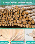 32Pcs Unfinished Wood Coasters, 4" round Wooden Coasters with Non-Slip Dot Sticker for Drinks, 9Mm Thick Blank Wood Coasters Bulk for DIY Crafts Supplies Adults Beginners
