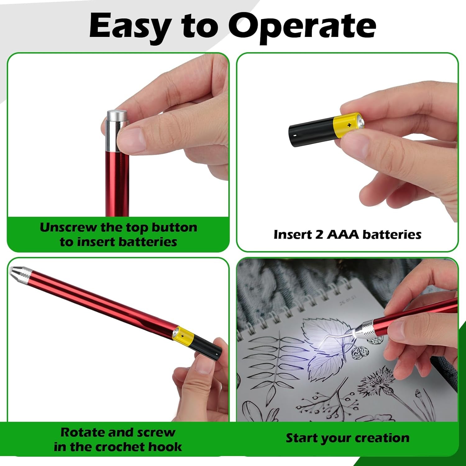 3 Pcs LED Weeding Tools for Vinyl, Vinyl Weeding Tool with 5 Different Hooks Lighted Weeding Tool, LED Weeding Tools for Vinyl with Light for Cameos, Silhouettes, Crafting, DIY