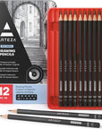 Drawing Sketch Pencils Set of 12, Medium (6B - 4H), Drawing Pencils for Sketching, Artist Graphite Pencils for Drawing