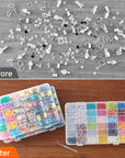 3 Pack 36 Grids Clear Stackable Plastic Organizer Storage Box Container with Adjustable Dividers for Beads, Art DIY, Crafts, Jewelry, Fishing Tackle with 5 Sheet Label Stickers