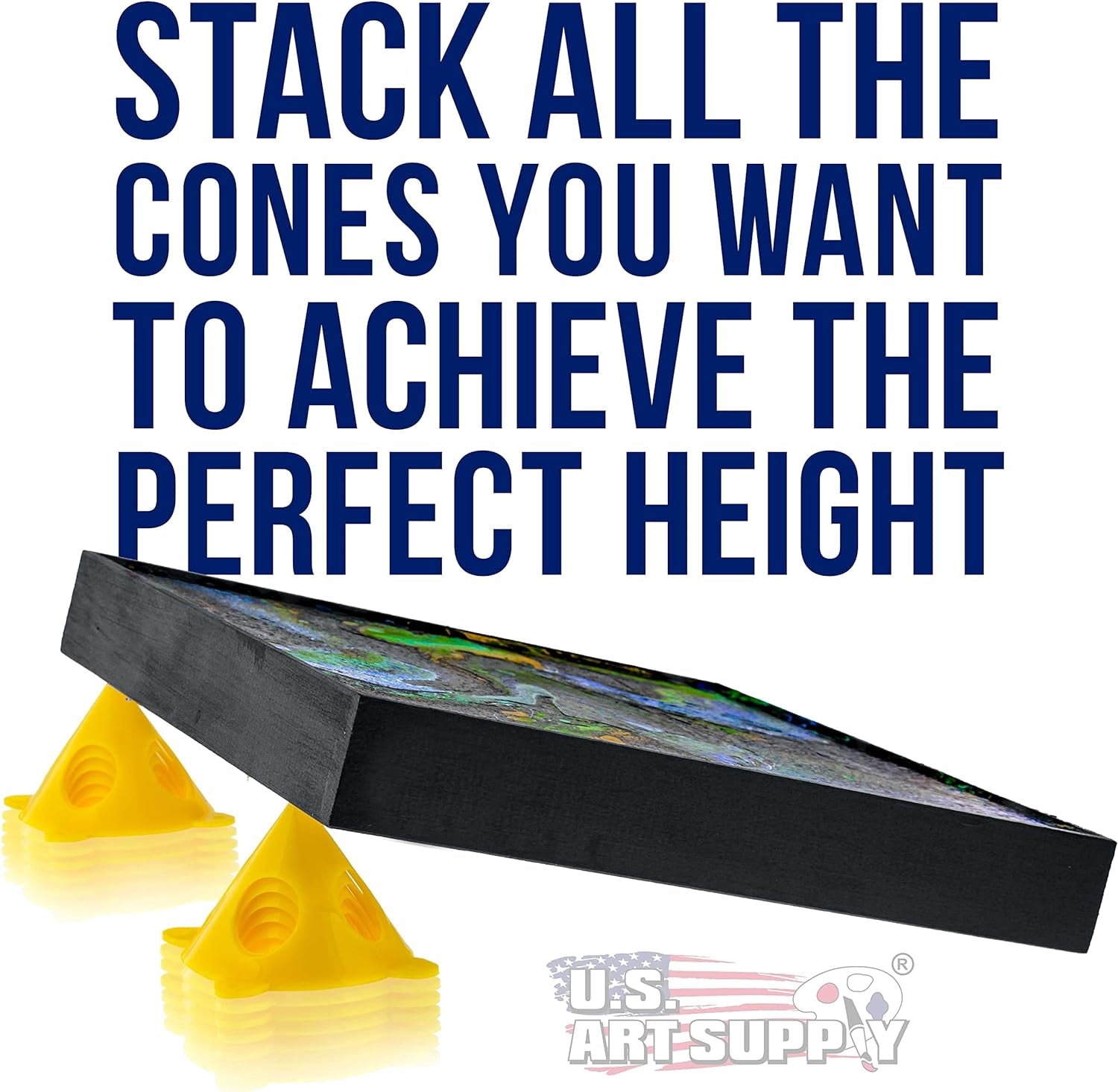 Yellow Cone Canvas and Cabinet Door Risers - Acrylic and Epoxy Pouring Paint Canvas Support Stands (Pack of 20) Great to Get Your Canvas or Cabinet Doors Pyramid Triangle Risers