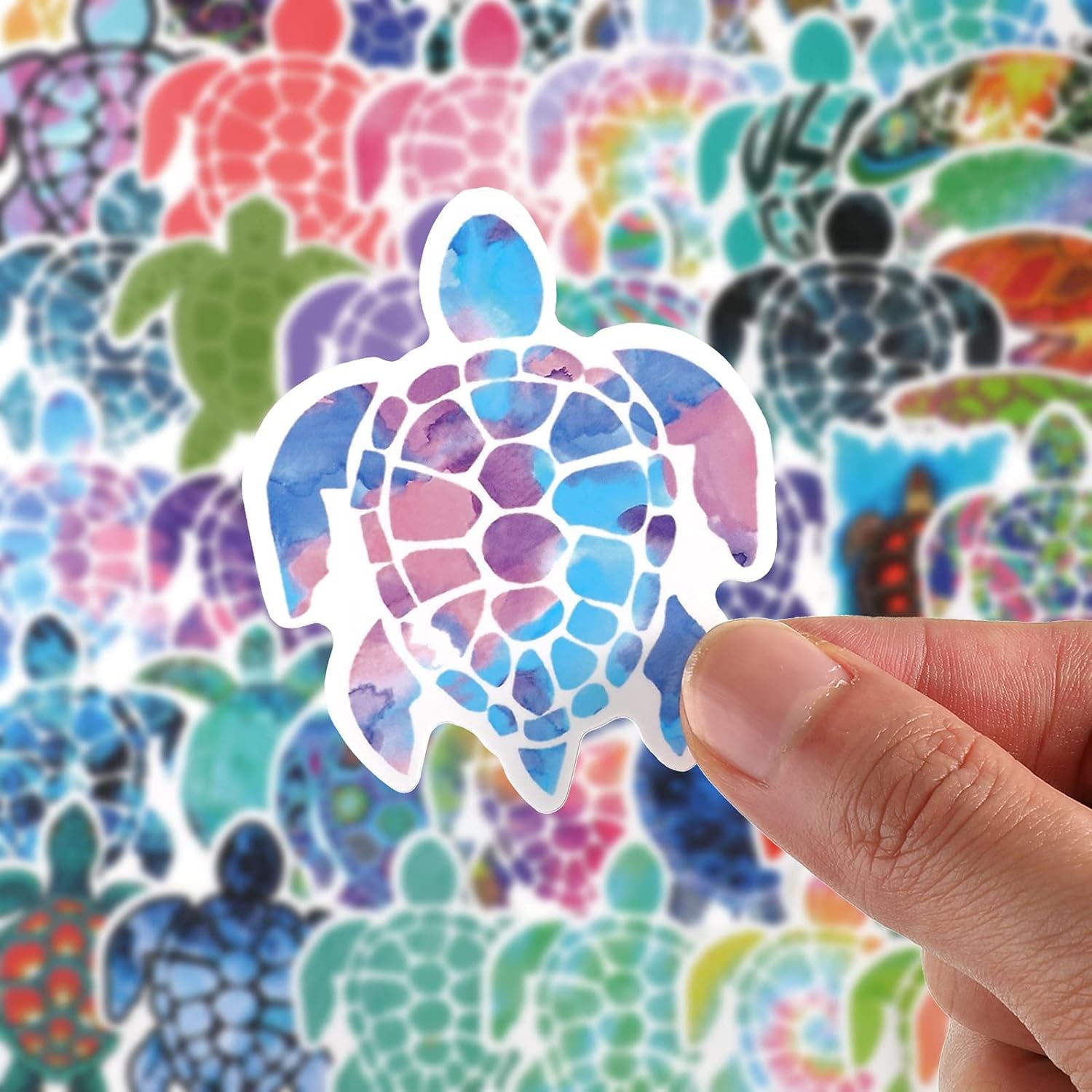 100 Pieces Summer Colorful Sea Turtle Stickers Sea Turtle Waterproof Vinyl Stickers Decal Ornament Sticker for DIY Laptop, Motorcycle, Bicycle, Luggage, Phone, Water Bottle, Skateboard