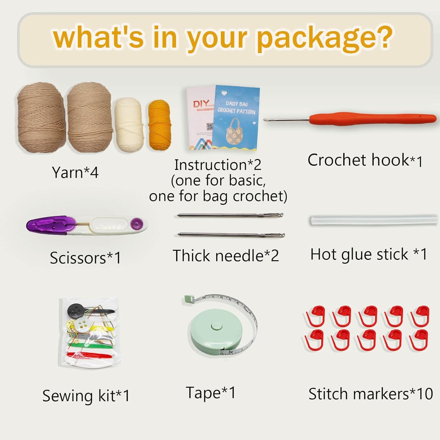 Crochet Kit for Beginners Daisy Tote Bag DIY Knitting Kits of Daisy Tote Bag with Step-By-Step Video Tutorials Crochet Kit Beginners for Adults and Kids