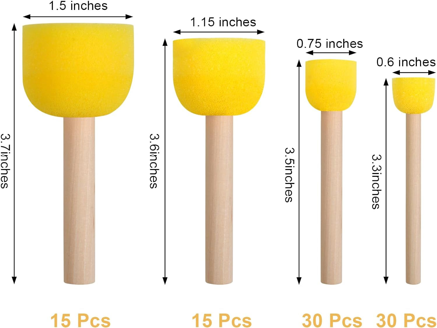 90 Pcs round Sponges Brush Set, round Sponge Brushes for Painting, Paint Sponges for Acrylic Painting, Painting Tools for Kids Arts and Crafts (4 Sizes)