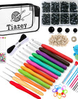 12 Size Ergonomic Crochet Hooks Set for Arthritis Hands, Ergonomic Soft Grip Handles,Crochet Kit for Beginners,Crochet Needles with 300PCS Eyes & Accessories