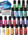 Alcohol Ink Set - New Improved Formula - 24 Highly Saturated Alcohol Inks - Fast-Drying and Permanent Inks - Versatile Alcohol Ink for Epoxy Resin, Tumblers, Fluid Art Painting, Glass, Metal Etc