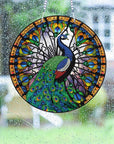 5D Peacock Diamond Painting Kits Hanging Pendants Wall Art Colored Imitation Glass Art Point Drill Crystal Diamond Art Window Pendants Home Garden Wall Door Birthday Festival Gifts