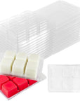 50 Packs Wax Melt Clamshells Molds,Wax Melt Containers,6 Cavity Clear Plastic Cube Tray for Wickless Wax Melt Candles