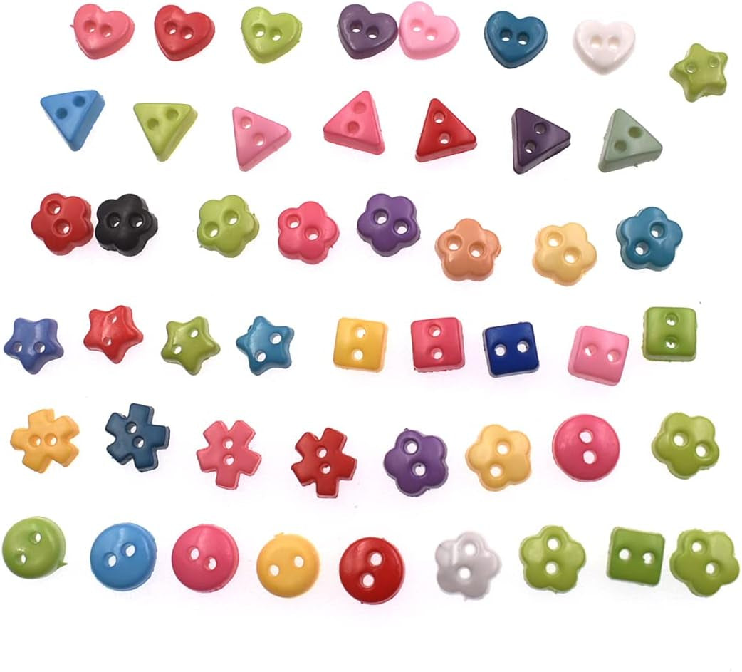 6Mm 100Pcs Mixed Color and Style Mini Buttons for DIY Handmade Craft Art Sewing Doll Cloth Buttons