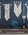 Macrame Kits for Adults Beginners with 112 Macrame Supplies and 5 Projects Book: DIY Macrame Kit Includes 165 Yards Macrame Cord with Craft Supplies & Materials to Start Macrame!