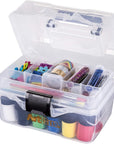 6890AG Small Project Box, Portable Art & Craft Organizer with Lift-Out Tray, [1] Plastic Storage Case, Clear