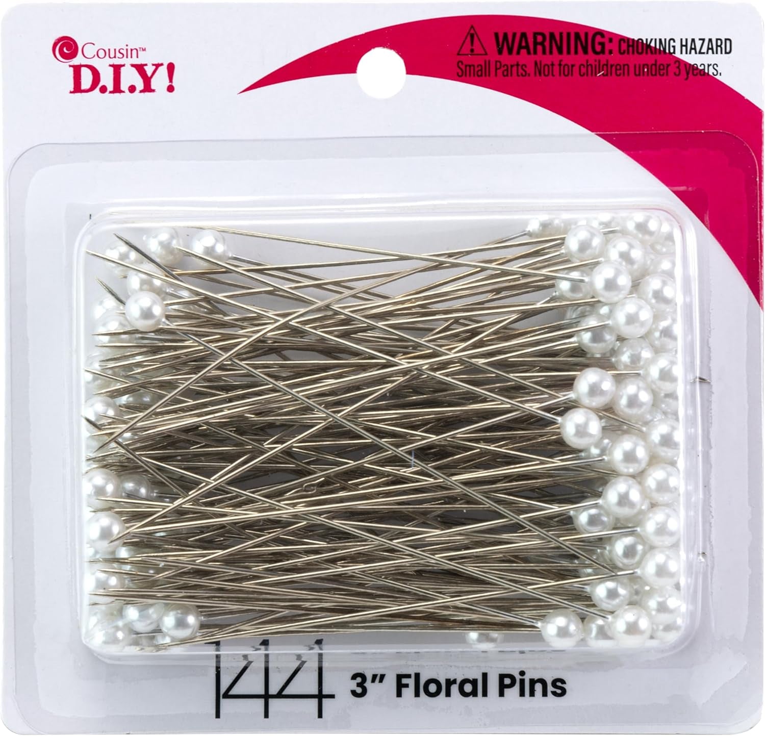 DIY White 3 Inch Floral Pins Pearlized Ball Heads, 144 Pack