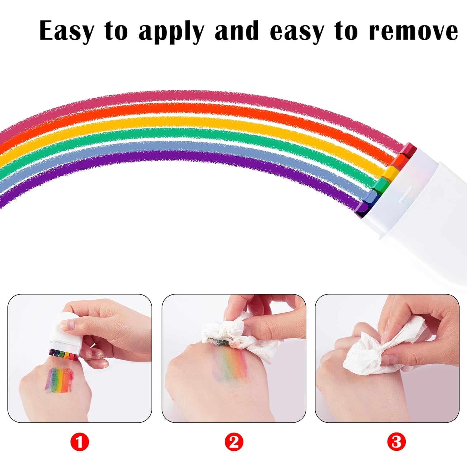 4 Pcs Rainbow Face Body Paint-Gay Pride Day Flag Face Paint-Lgbt Rainbow Stripe Crayon for Gays Pride Day,Lgbtq Community Celebrations Party