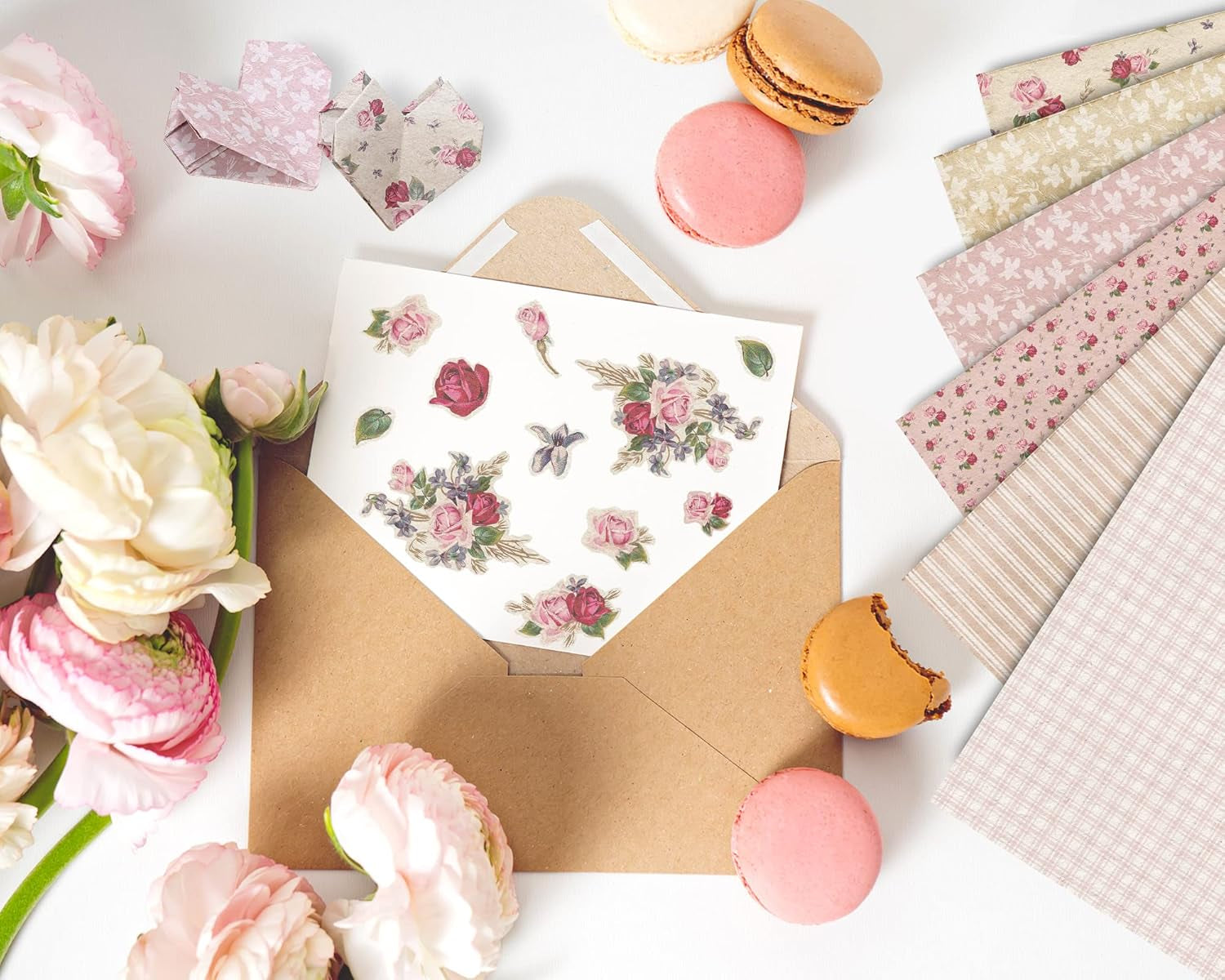 12 Designs Spring Pattern Paper 24 Sheet Rose Floral Scrapbook Paper Pink Double-Sided Collection Decorative Craft Paper Folded Flat for Card Making Scrapbook Photo Album Decor, 30 X 30Cm