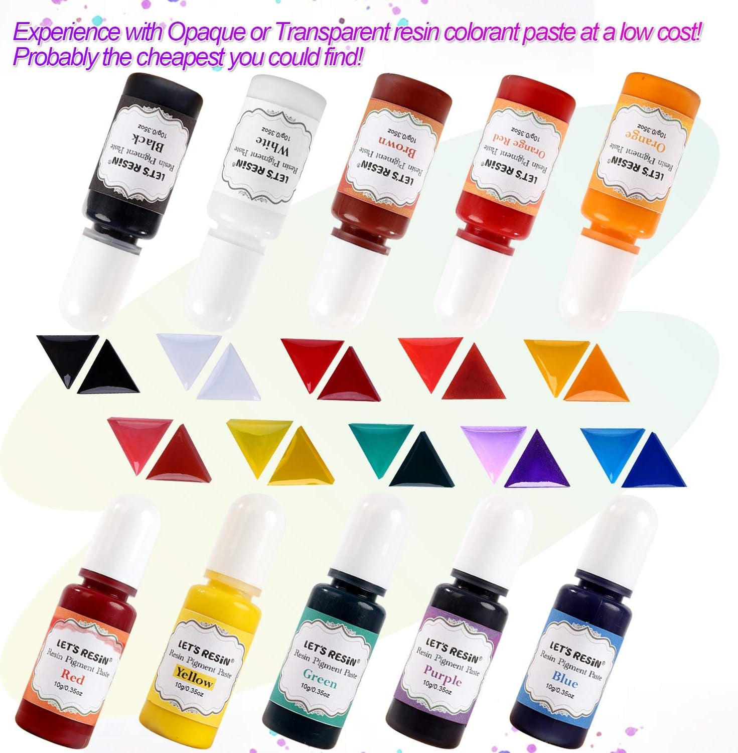Opaque Resin Pigment,10 Colors Epoxy Resin Pigment Paste Each 0.35Oz,High Pigmented Resin Coloring Paste,Resin Colorant for Epoxy Resin Coloring,Resin Jewelry,Resin Molds