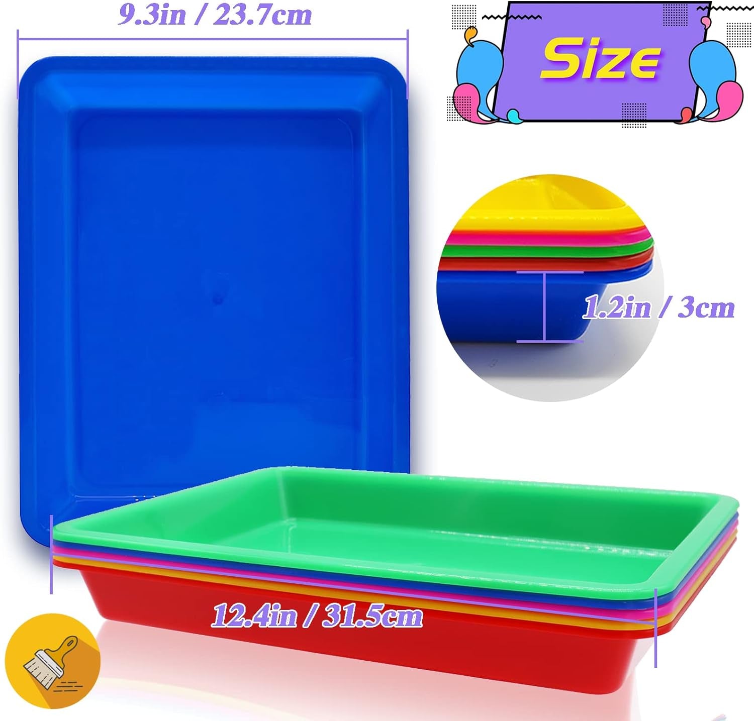 Plastic Art Trays,10 Pack Activity Plastic Crafts Tray,Medium Size,Multicolor Kids Organizer Tray Serving Tray for DIY Projects,Beads,Painting,Jewelry