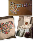 100Pcs Mixed Random Flower Painting round 2 Holes Wood Wooden Buttons for Sewing Crafting 20Mm