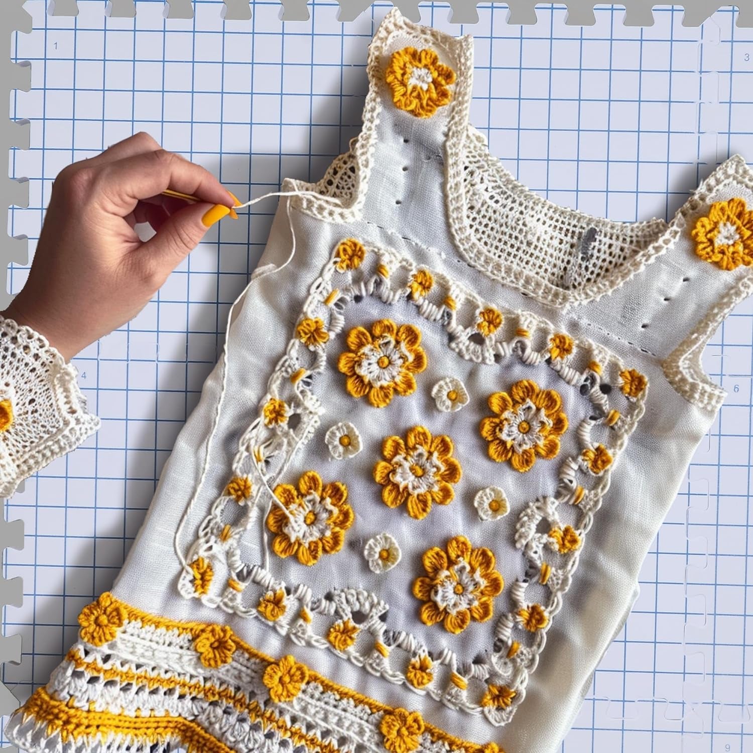 9 Pack  &amp; Crochet Project, Extra Thick Knitting Blocking Mat with Grid Lines，Knitting Mats with 100 T-Pins and Storage Bag