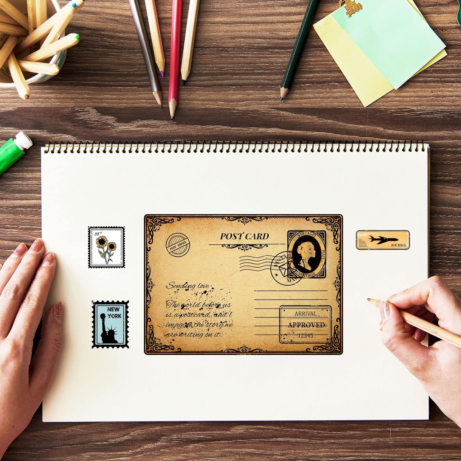 Postcard Border Edge Silicone Clear Stamp Postmark Transparent Silicone Stamp Vintage Rubber Stamp for Scrapbook Journal Card Making