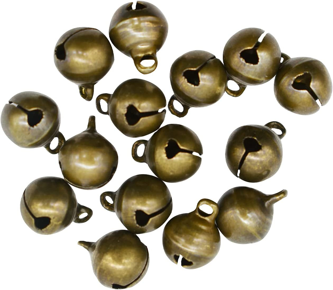 100PCS Small Jingle Bell 1/2 Inches Vintage Bronze Mini 10Mm Alloy Beads DIY for Jewelry Findings Sewing Wedding Doors Crafts