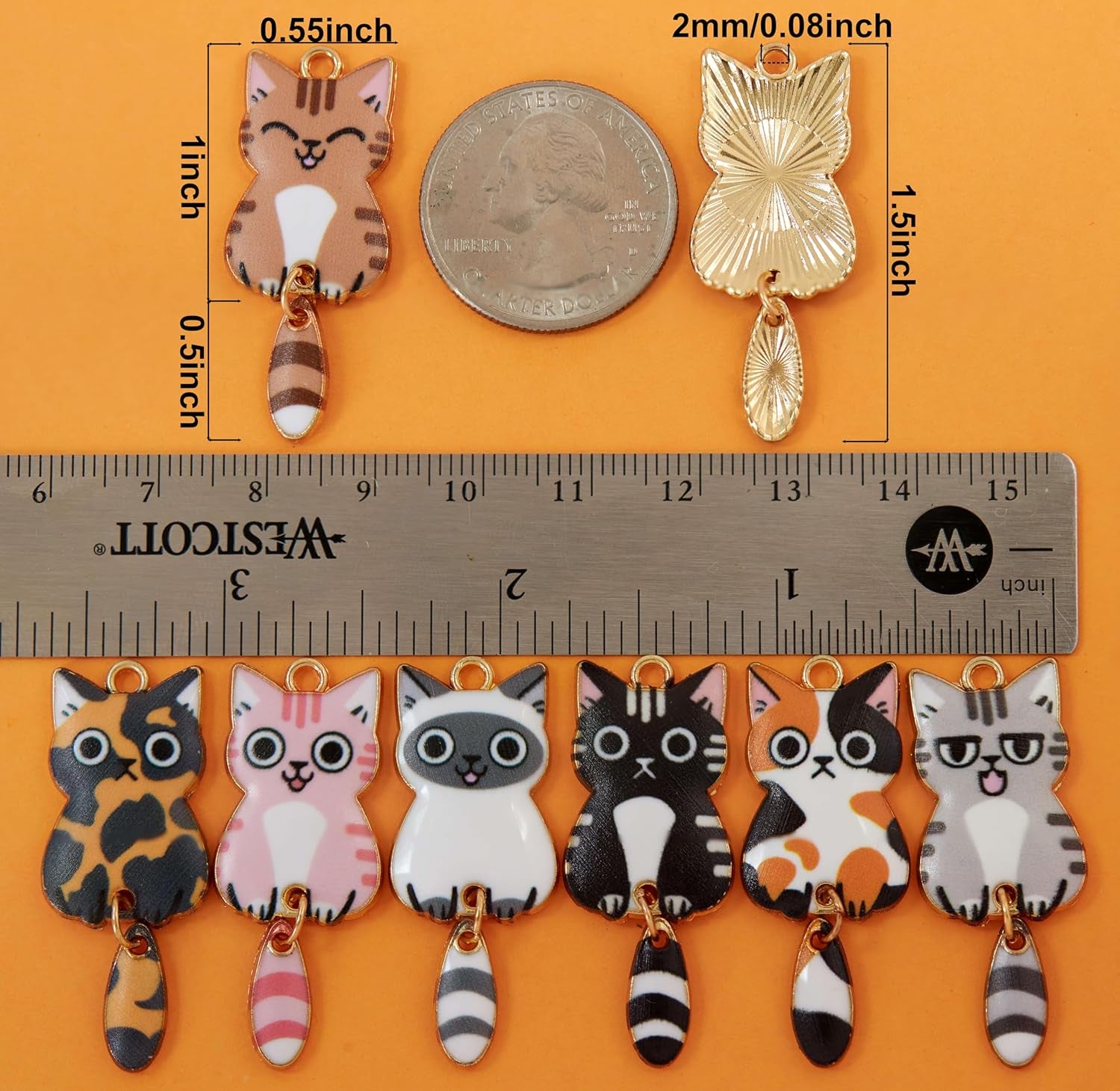28 Pieces Enamel Cat Charms with Swinging Tails for Jewelry Making and Crafting - Cute Animal Charm for Bracelets Earrings Necklaces Crafts (28Pcs Cat-B)