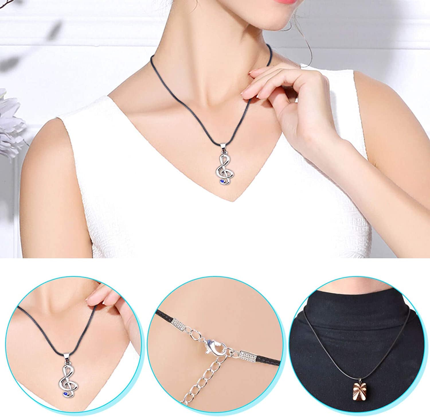 150Pcs Black Necklace String Cord Bulk for Charms Pendants, Waxed Cotton Cord with Jewelry Clasps for Bracelets, Necklaces, Jewelry Making and Beading Supplies