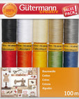 Creativ 10 Reels of 100% Cotton, 10X 100M, Multi-Coloured, 1000 Meter