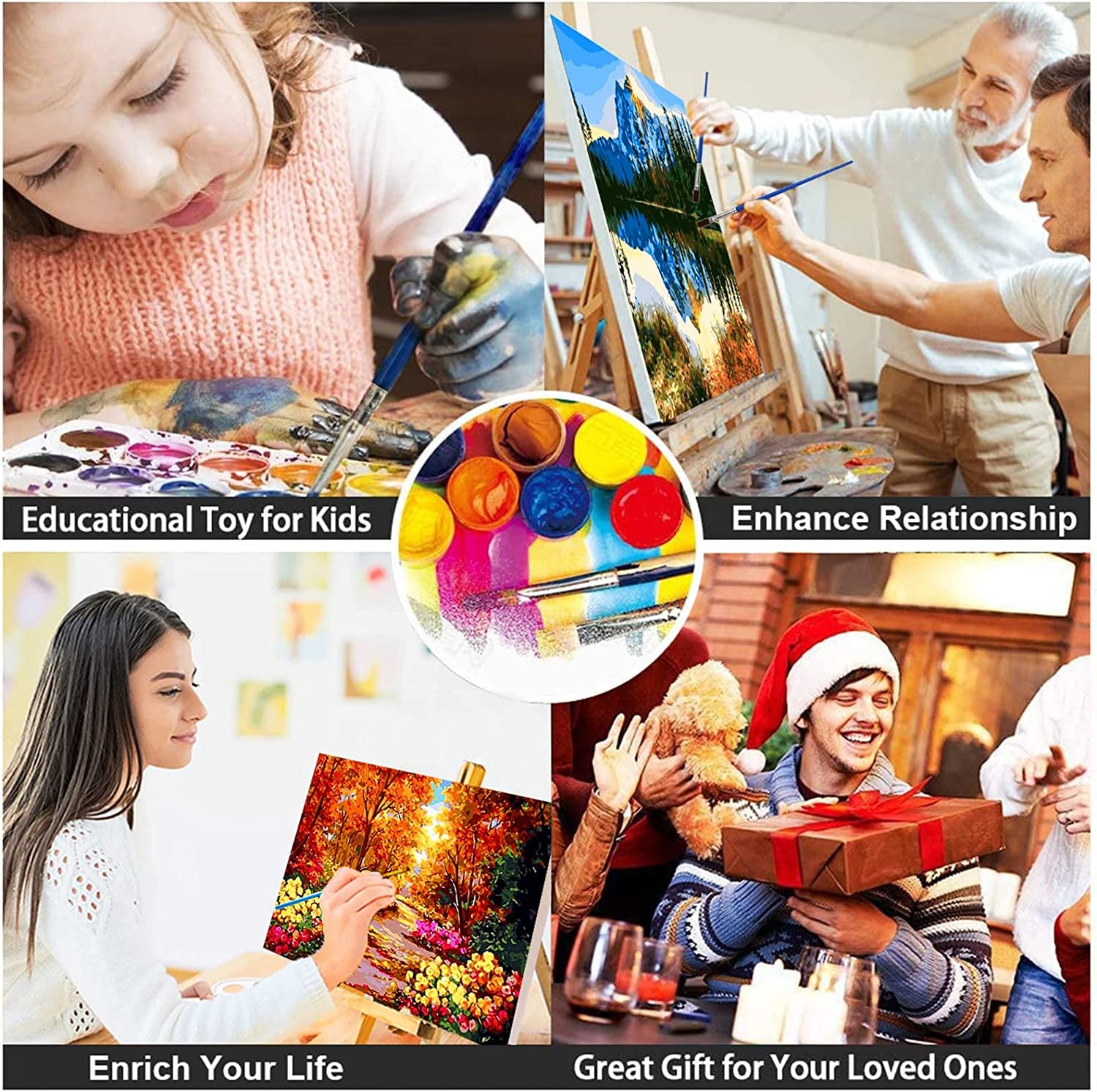 Paint by Numbers Kit for Adults Kids - Crafts DIY Paint by Numbers Kits for Beginners - Color by Numbers Pack on Canvas Painting Kit - Acrylic Paint on Mountains Lake