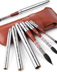 Sable Travel Watercolor Brushes,  4Pcs Kolinsky Sable Watercolor Travel Brushes with Leather Pouch - Fine Point Rounds Dagger Flat for Watercolor Gouache Ink Painting