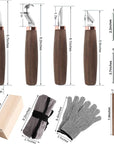 Wood Carving Tools Pack of 11- Includes Black Walnut Handle Wood Carving Knife,Whittling Knife,Hook Knife,Polishing Compound,Sharpening Stone,Cut Resistant Gloves,Wood Carving Kit for Beginners.