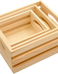 Set of 3 Wooden Pallet Crates Nesting Unfinished Wood Trays Storage for DIY Crafts (Large Size 9.4 X 7.8 X 4.3 In)